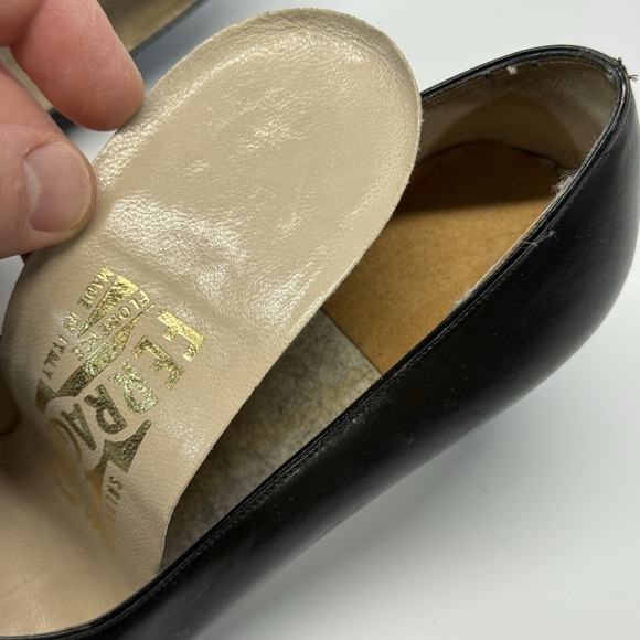 Lot of 2 Pair Vintage Salvatore Ferragamo Pumps Women 5.5 B Black Leather - Picture 11 of 16
